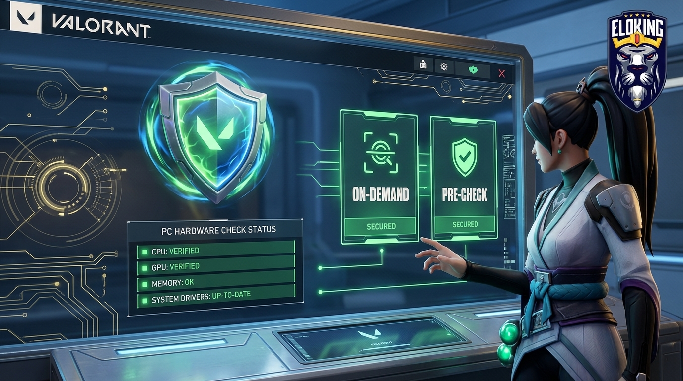VALORANT security screen showing On-Demand and Pre-Check mode cards