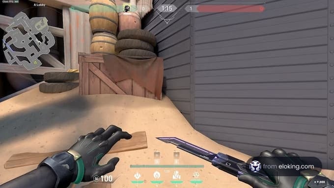 First-person perspective of a player in a shooter game holding a blade