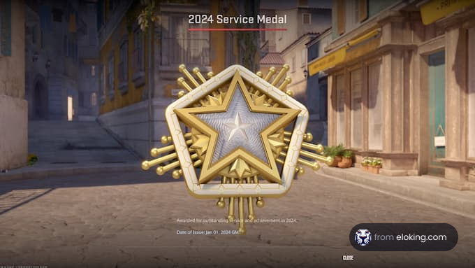 Image of a 2024 Service Medal floating in a virtual game environment