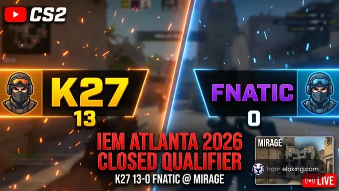 IEM Atlanta 2026 Geschlossene Qualifikation: K27 13-0 Fnatic auf Mirage, Vollständige Turnierergebnisse