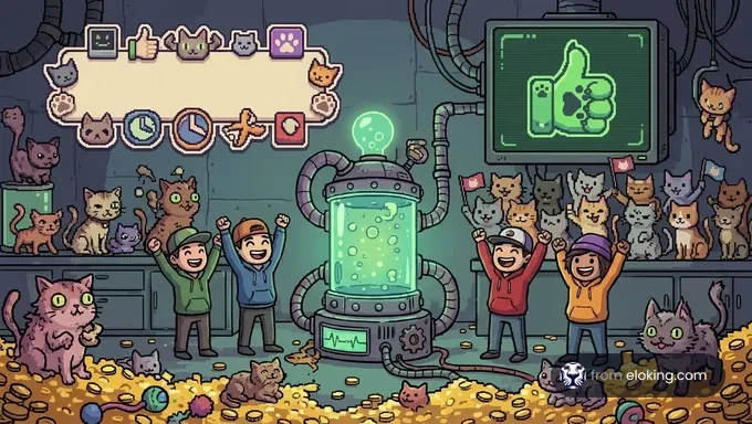 Mewgenics tactical grid-based combat gameplay showing cat characters in a dungeon.