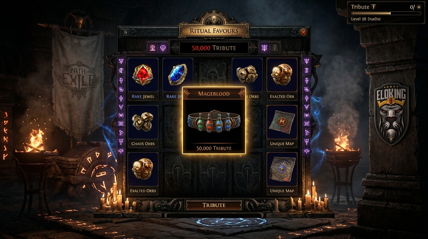 Ritual Favours reward panel highlighting a unique belt icon