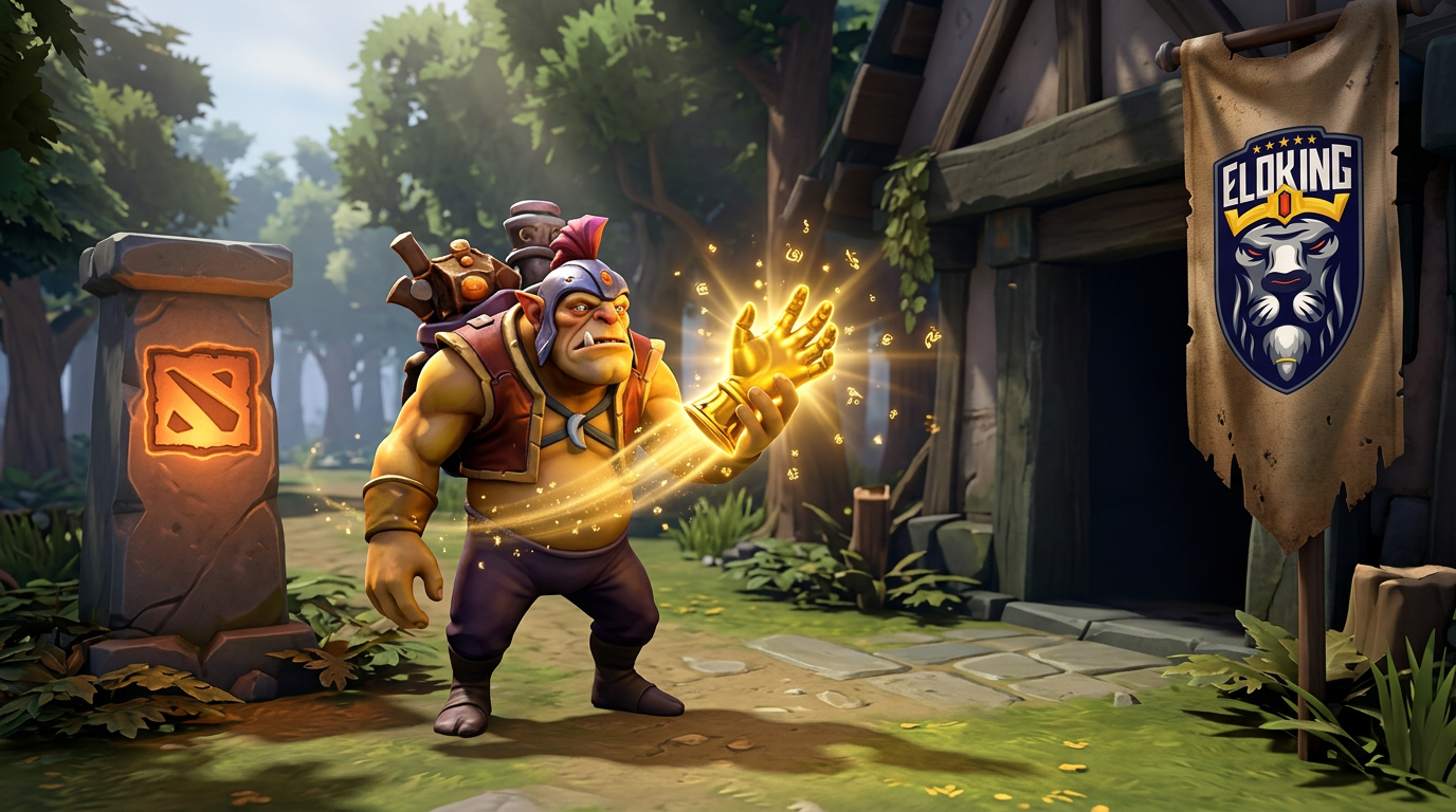 Early Hand of Midas pickup glowing in a calm Dota 2 lane