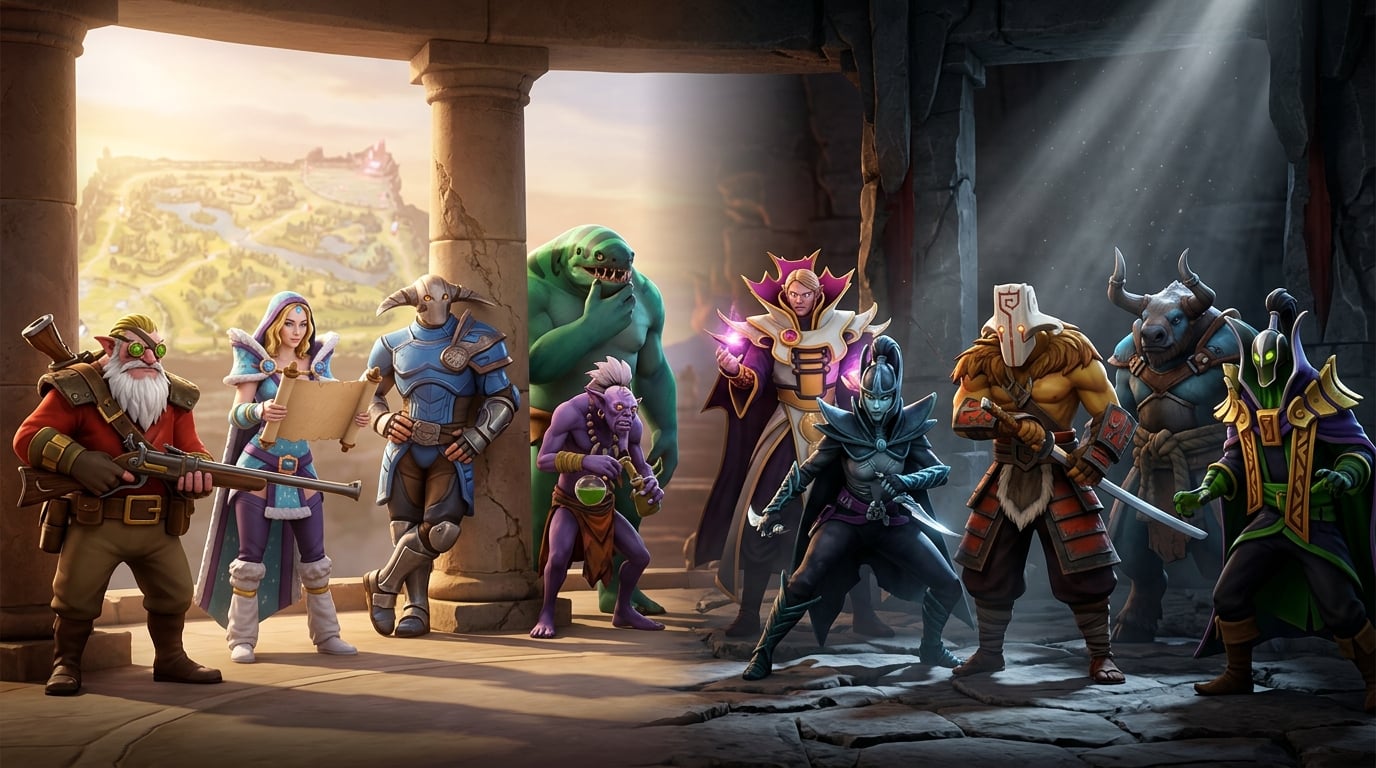 对比两种 Dota 2 选draft风格和不同压力水平