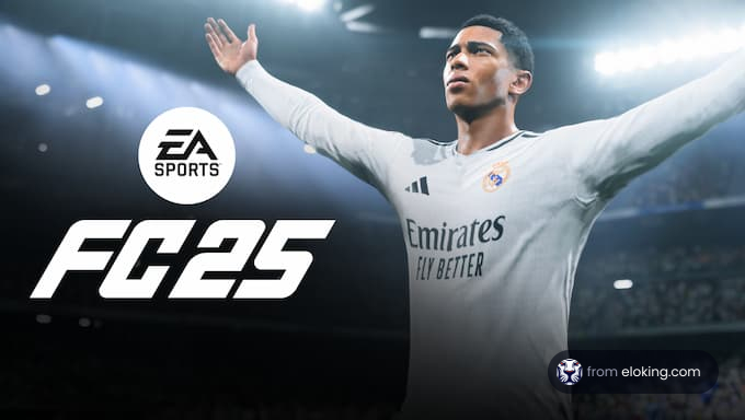 Football player celebrating in EA Sports FC 25 game