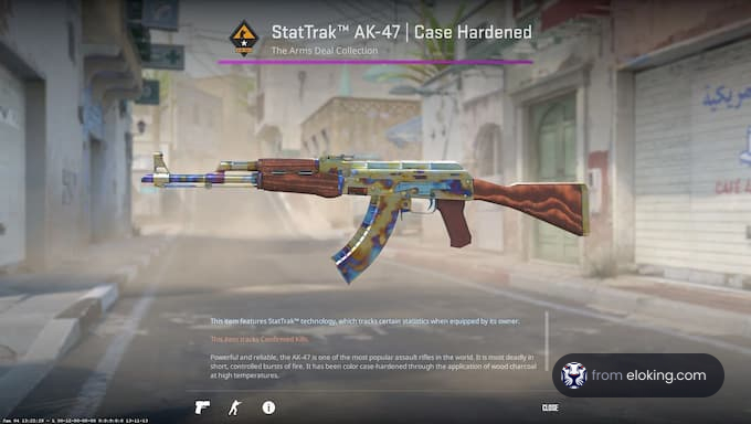 StatTrak AK-47 Case Hardened from The Arms Deal Collection in a virtual environment