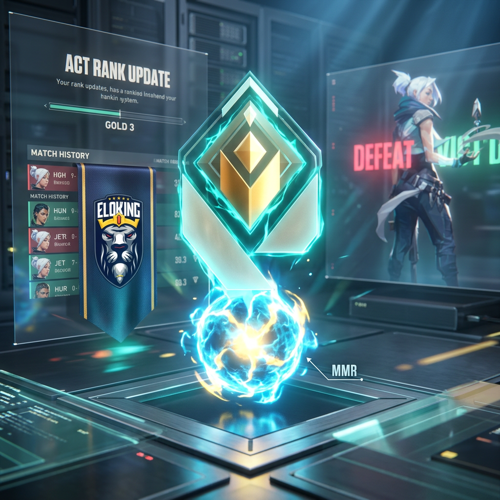VALORANT rank badge above a glowing hidden MMR core