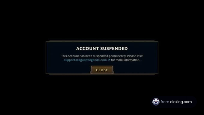 Account suspended message for League of Legends.