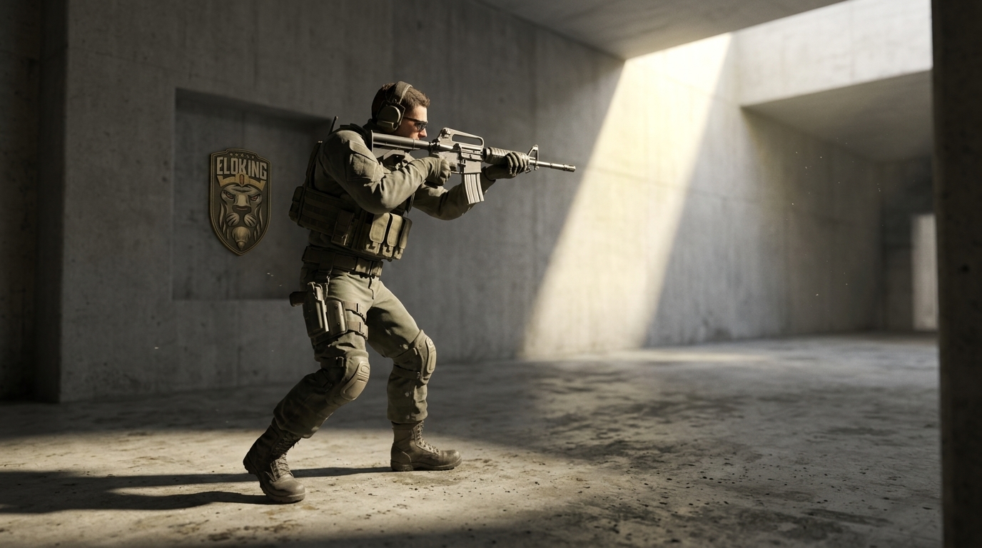 CS2 rifleman planting his foot to stop before shooting
