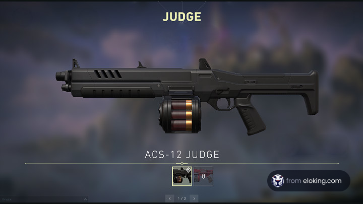 ACS-12 Judge shotgun displayed on a digital interface