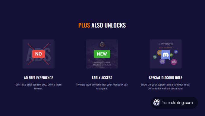 Ad-free experience, early access to new features, and a special Discord role.