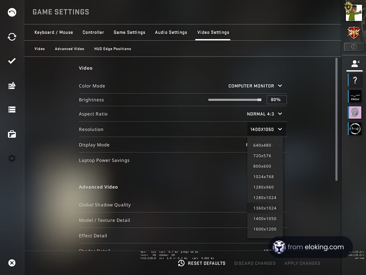 Screenshot of advanced game settings for hipfire and aim down sights