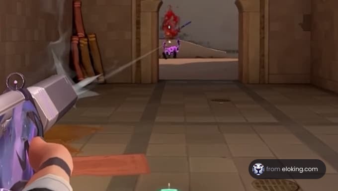 A player aiming in a shooter game.