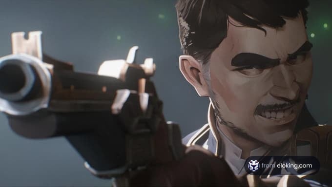 Animated character aiming with a futuristic gun