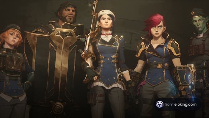 A team of animated warriors in strategic attire standing confidently