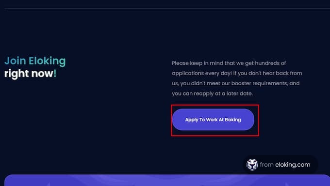 Apply to work at Eloking button