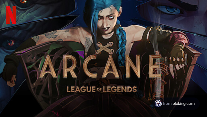 Promotional image for Arcane: League of Legends featuring a blue-haired character