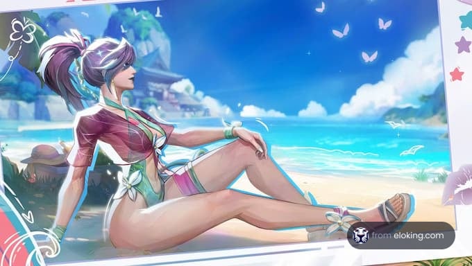 A girl enjoying a sunny day on the beach