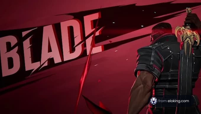 Un personnage avec une &eacute;p&eacute;e intitul&eacute;e 'Blade'