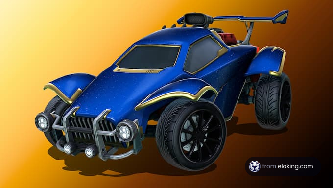 A blue stylish car from a racing game.