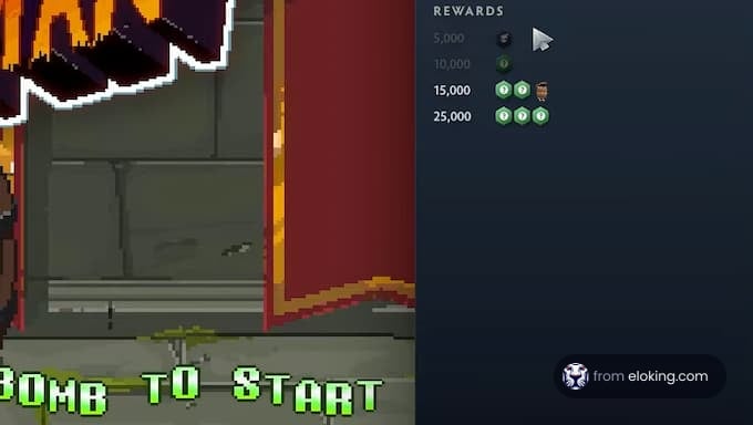 An engaging gameplay screen featuring rewards and a start button.