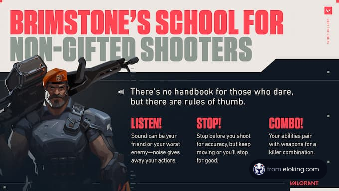 Advertisement for Brimstone's School for Non-Gifted Shooters in Valorant
