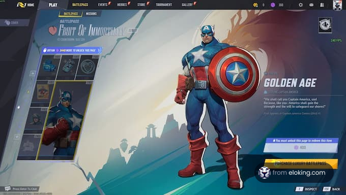 Captain America in his Golden Age costume from the Battle Pass