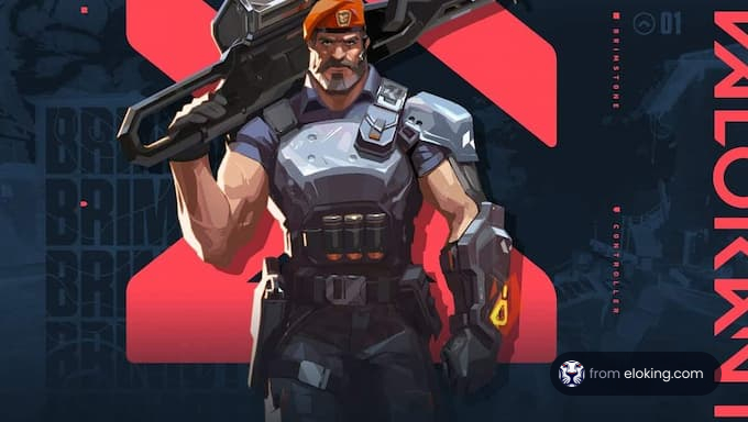 A powerful gaming character in a heroic stance