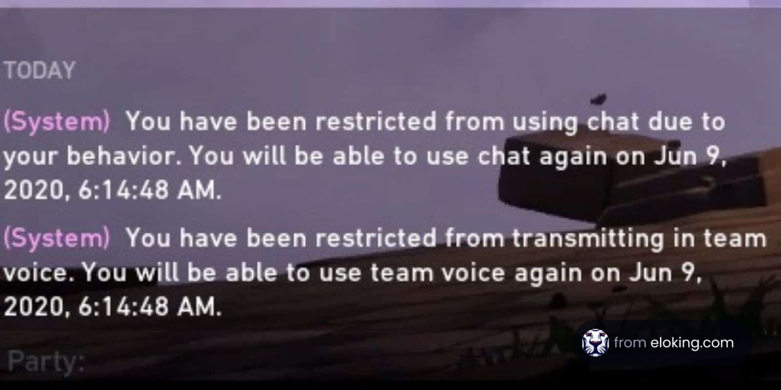 Screenshot of a chat restriction notification in a gaming interface