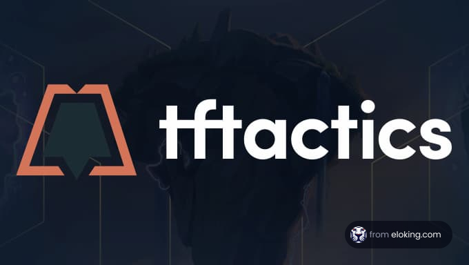 Logo of TFTactics with a chess knight silhouette on a dark background