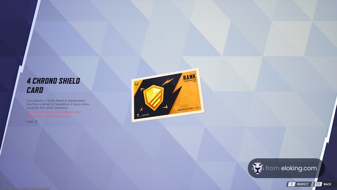 4 Chrono Shield Card showcasing a protective feature for gameplay.
