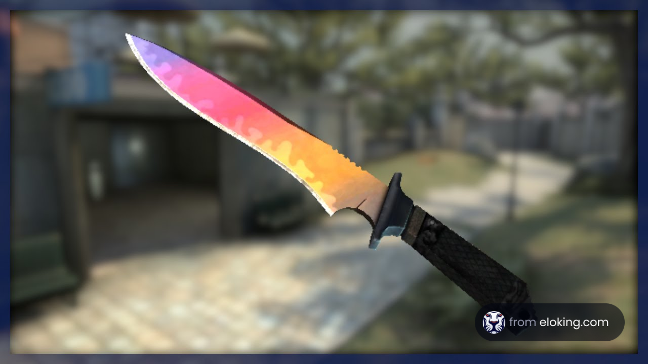 Colorful gaming knife with blurred background