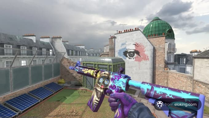 ゲーム環境で披露されたカラフルな銃のスキン。