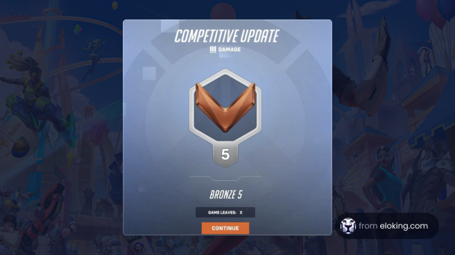 Screenshot of a competitive game update displaying Bronze 5 rank