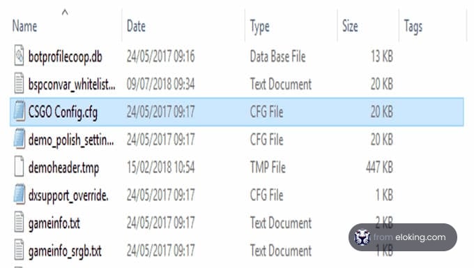 Screenshot showing a list of various computer files including database, text, and config files.