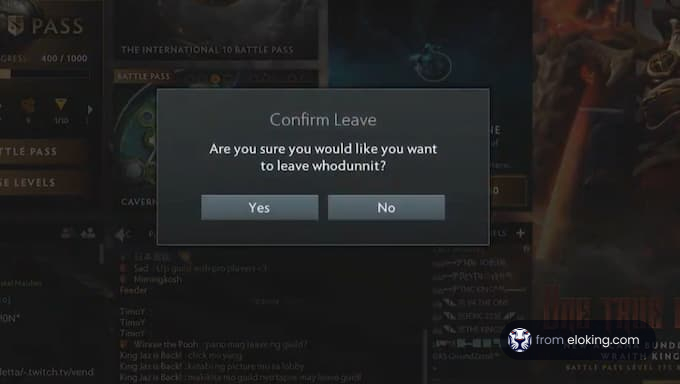 Confirmation dialog asking if the user wants to leave whodunnit game