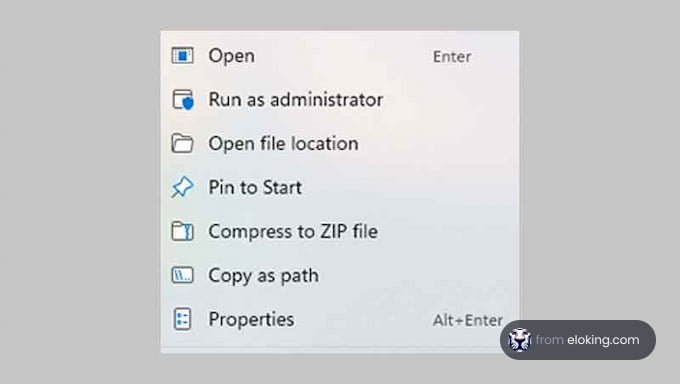 Context menu in Windows displaying various file options