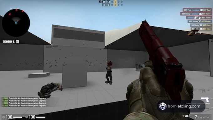 A player enjoying a shooting game in a virtual environment.