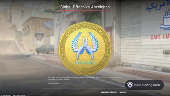 Counter-Strike Global Offensive 10-year anniversary badge displayed in game