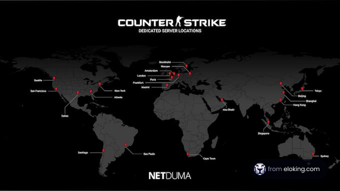 Map showing Counter-Strike dedicated server locations worldwide