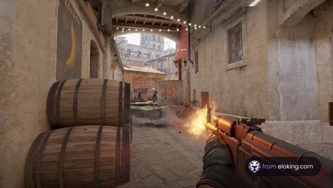 A competitive action scene in a video game.