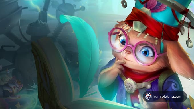 Curious gnome with goggles exploring underwater