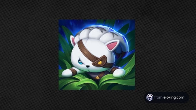 A cute anime cat character hiding in the grass