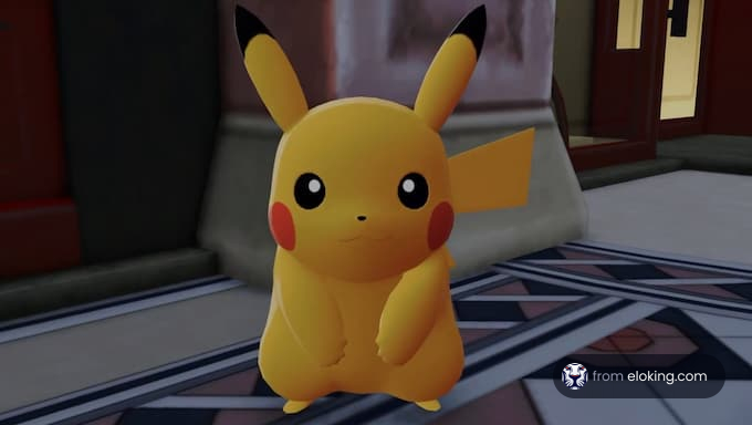 A cute Pikachu character in a 3D virtual world