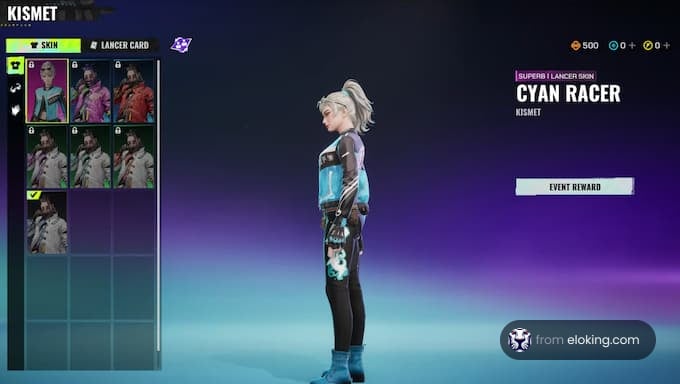 Cyan Racer character skin with event reward
