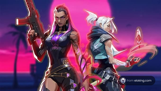 Two cyberpunk characters in an action scene.