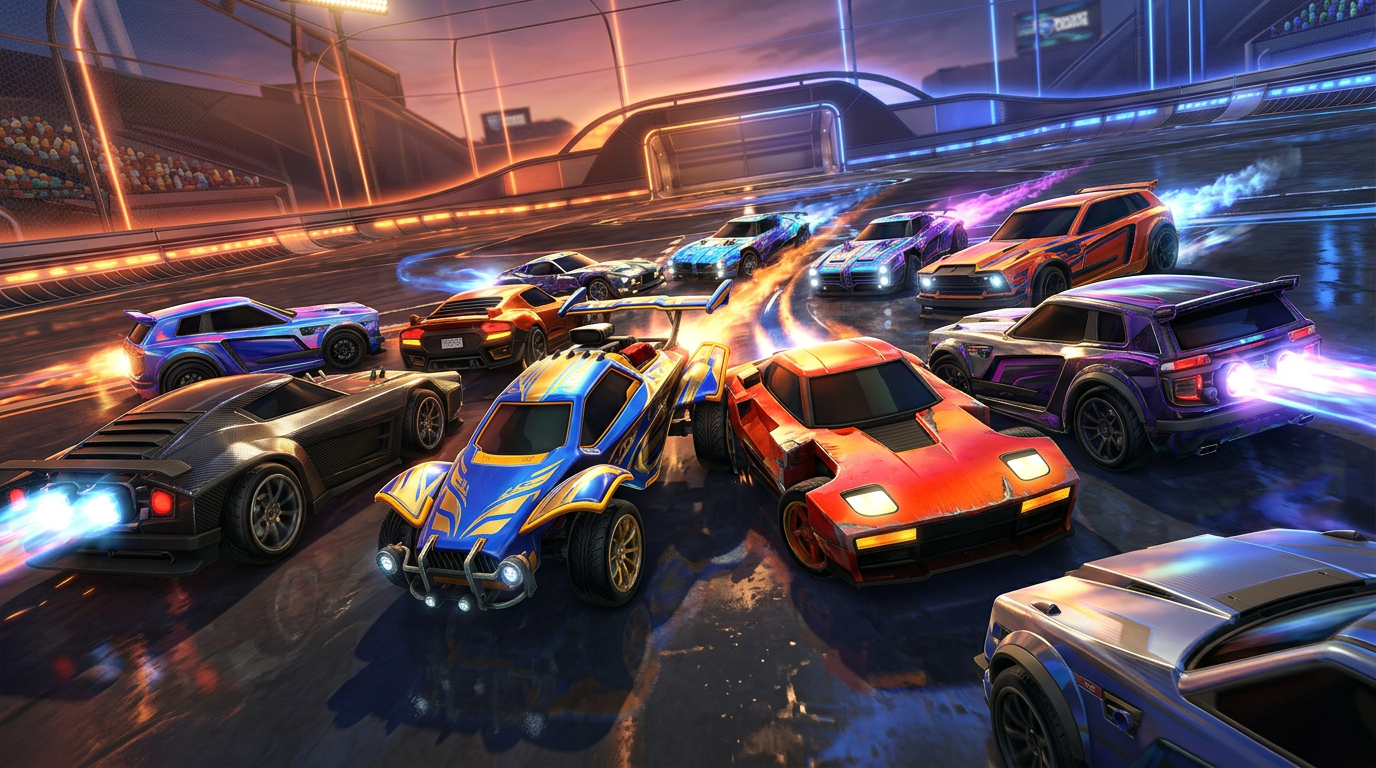 Rocket League rank reset feel with high-rank cars pulled downward