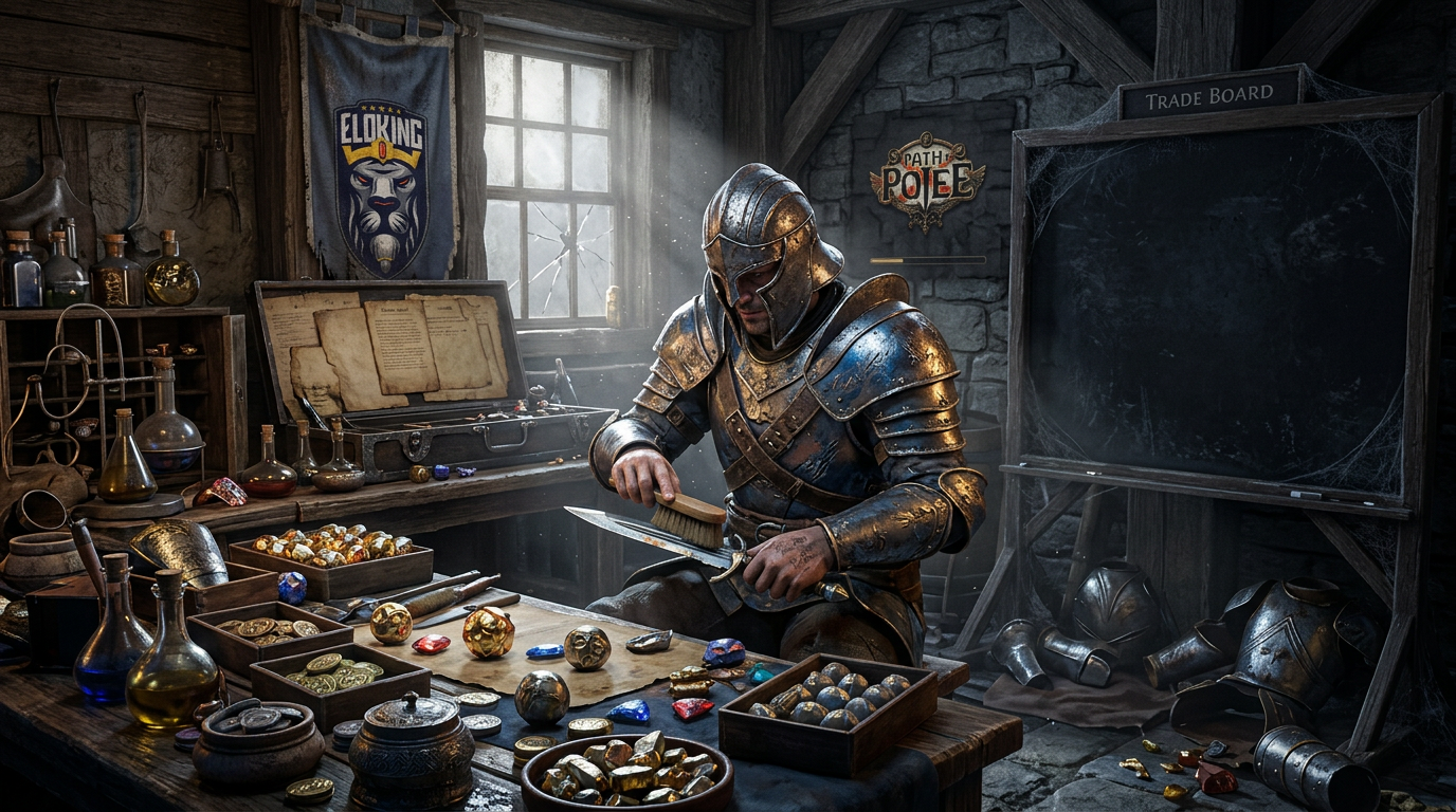 Exile sorting currency and crafting while a trade board sits unused