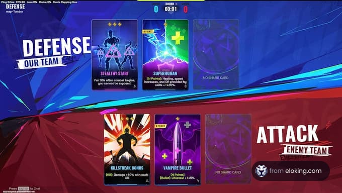 Defense and attack game cards showcasing team strategies.