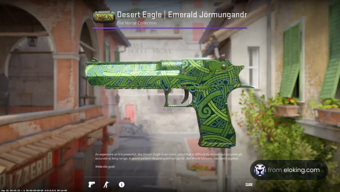 Desert Eagle Emerald Jörmungandr from the Norse Collection in a virtual game setting